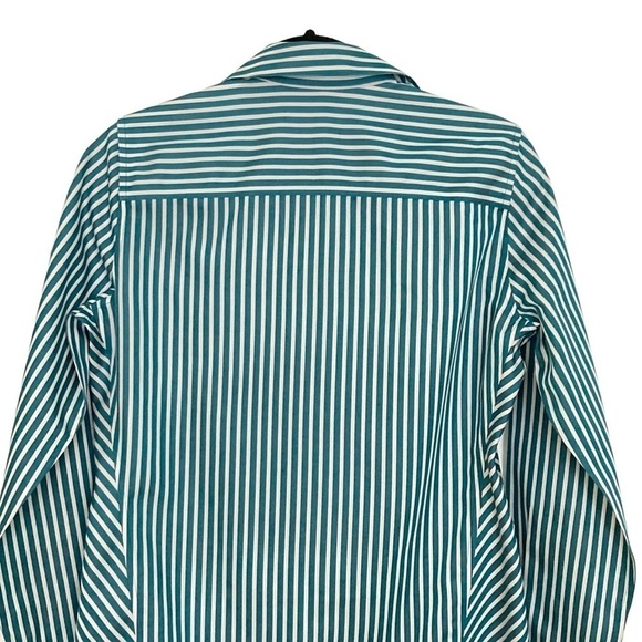 Fox Croft NYC Green/White Striped Heritage Non-Iron Button Down Shirt - Picture 5 of 13